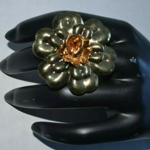 Fashion Floral Ring Gold Metal One Size